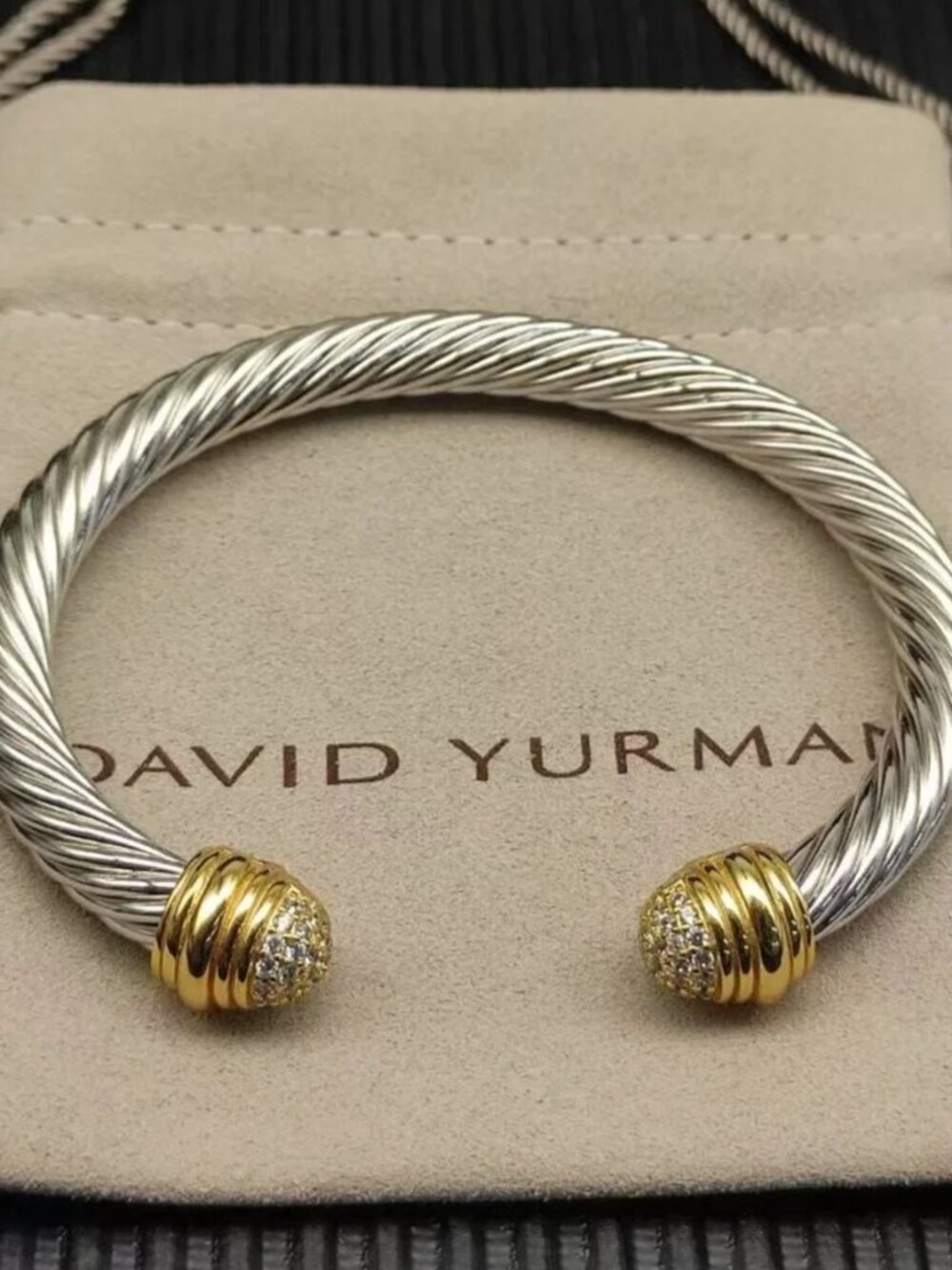 ⚡ David Yurman Two-Tone Cable Cuff Bracelet